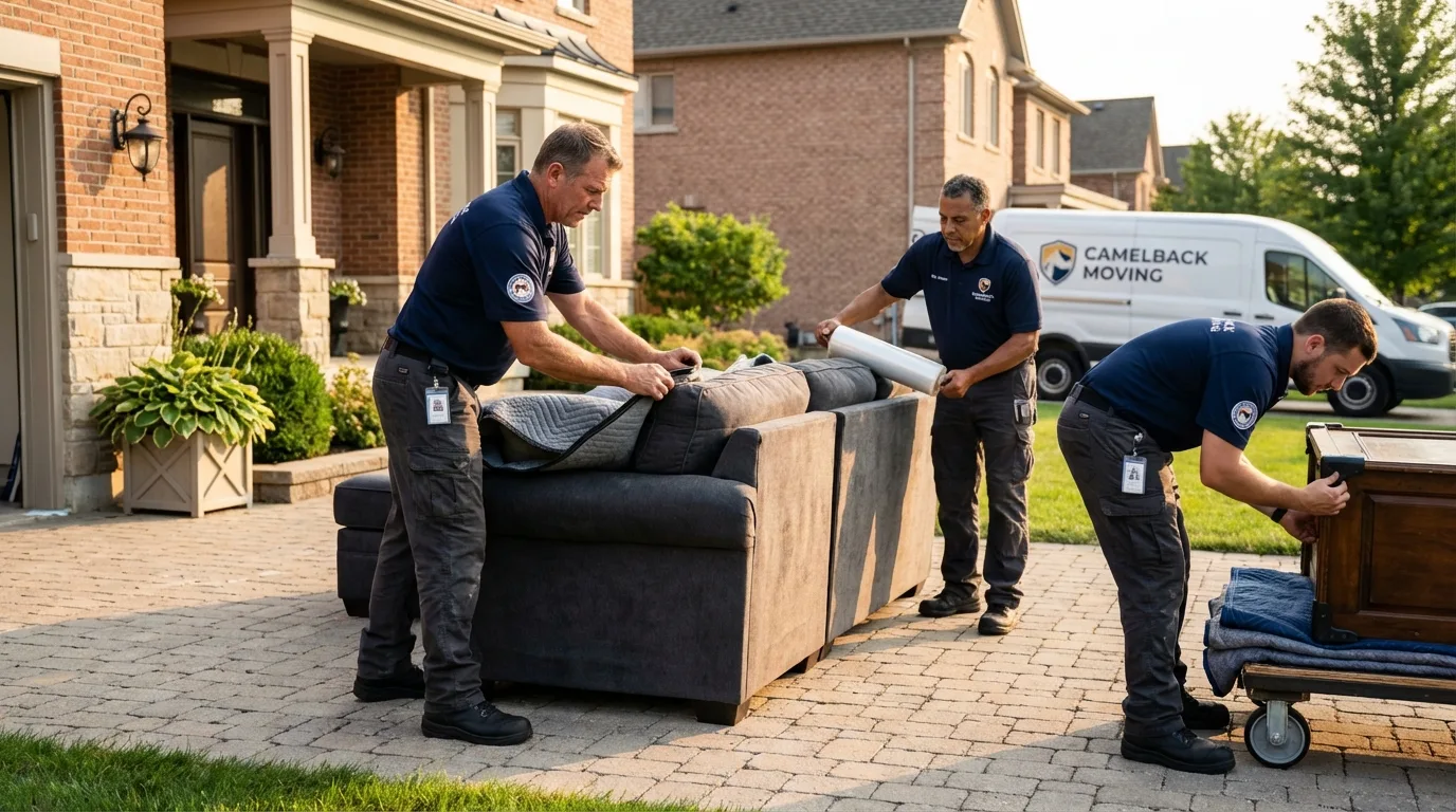 Large estate moving crew wrapping furniture in Pinson, AL