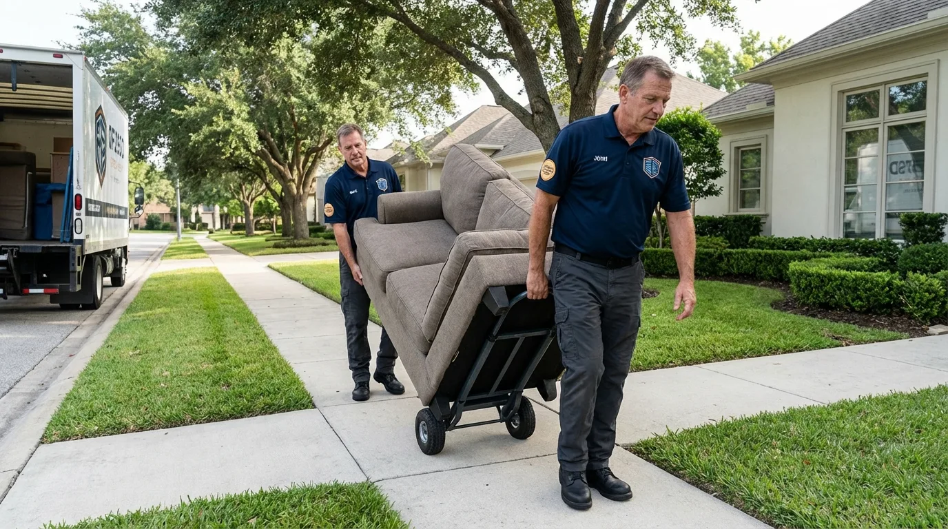 Local residential moving crew loading furniture in Pinson, AL